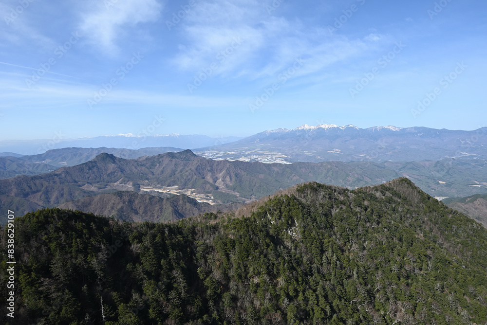 Naklejka premium Climbing Mt. Ogura, Nagano, Japan