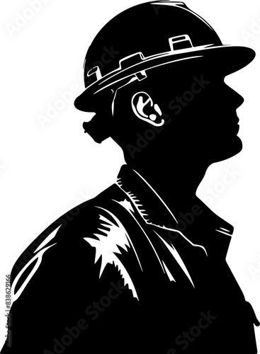 Silhouette of a Construction Worker in Profile