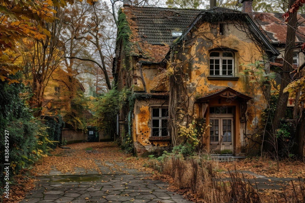Abandoned house in autumn forest Abandoned house in autumn forest