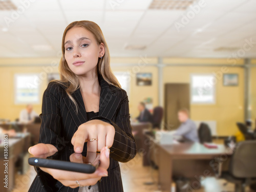 Business woman with phone. ...
