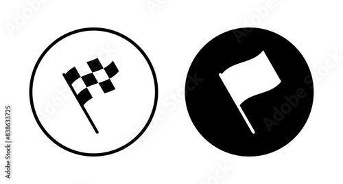 Race flag icon vector isolated on white background. Competition sport flag line vector icon. Racing flag. Start finish flag. Checkered. Start