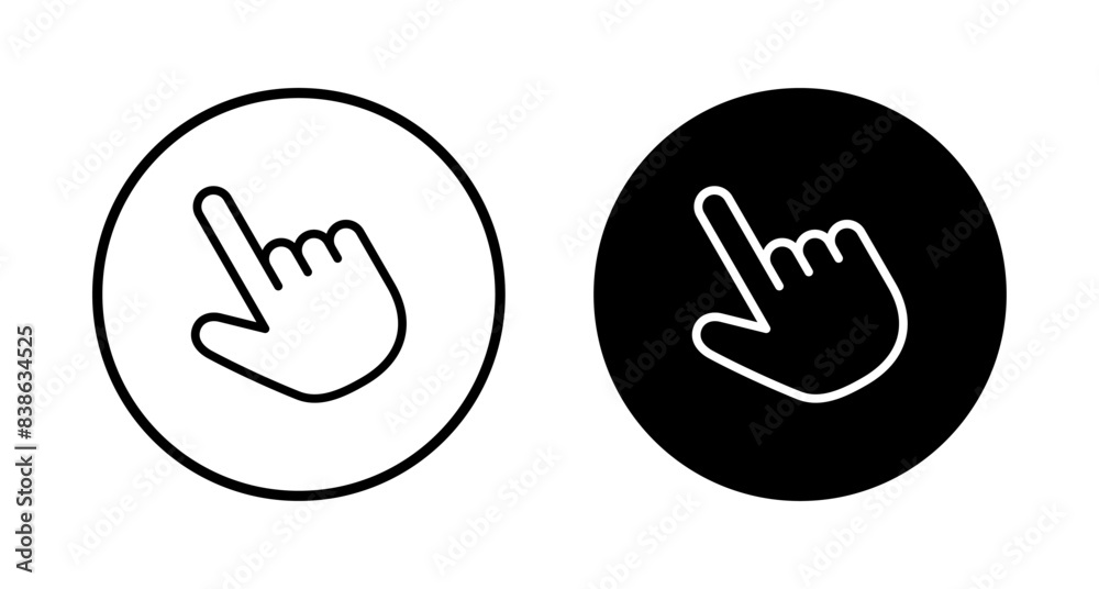 Hand cursor icon vector isolated on white background. Hand click icon. Finger pointer vector Hand cursor icon vector isolated on white background. Hand click icon. Finger pointer vector