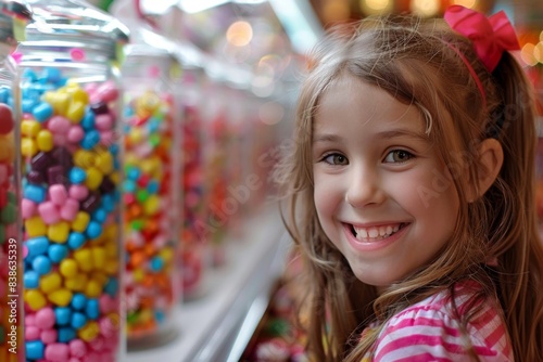 Girl smiling in candy store