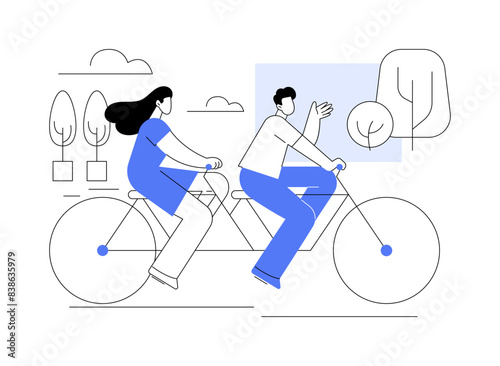 Tandem cycling isolated cartoon vector illustrations.