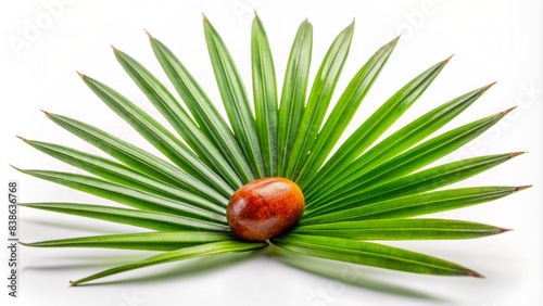 a single saw palmetto fruit, displayed on a pristine white background, with ample copy space,   photo