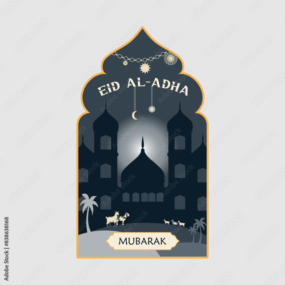 Naklejka premium Eid al - adha badge logo vector graphic illustration on background