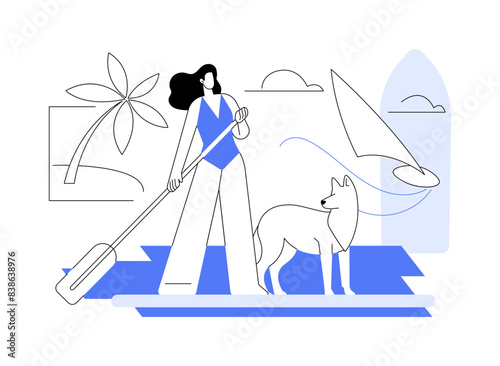 Stand up paddling isolated cartoon vector illustrations.