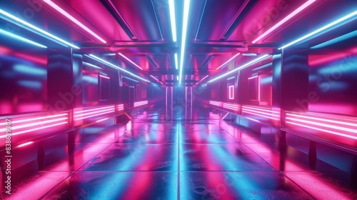 abstract 3d neon tunnel