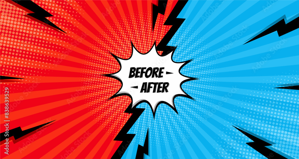 Before and after comic background template. Two color retro background ...