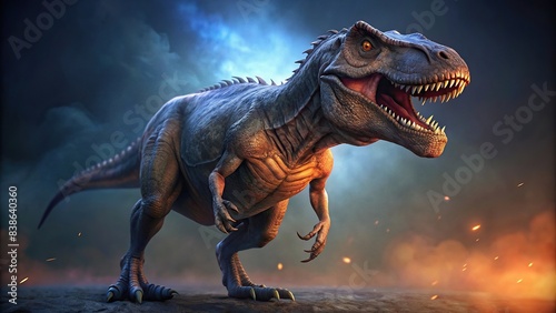 of a Tyrannosaurus rex from the Cretaceous era  dinosaur  prehistoric  ancient  carnivore  extinct  predator  monstrous  large  teeth  fossils realistic  scary  ferocious  beast  reptile