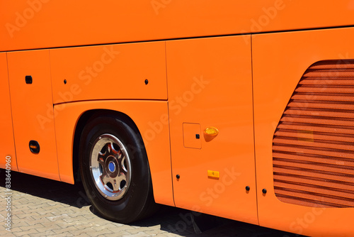 The side of the passenger bus.