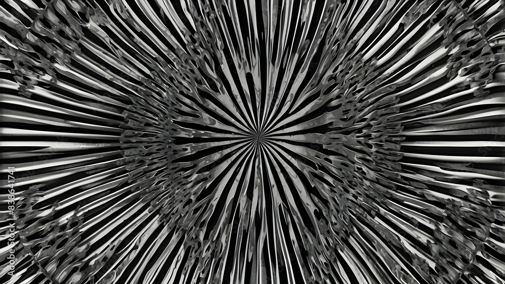 An intense circular abstract pattern in black and white, suggesting motion and energy An intense circular abstract pattern in black and white, suggesting motion and energy