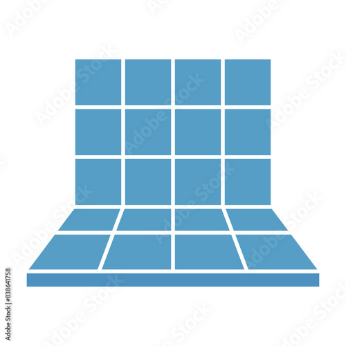 Tile floor and wall inside room vector icon design in perspective view. That finishing material for paving or laying to decoration interior and exterior i.e. bathroom, kitchen, toilet and laundry room