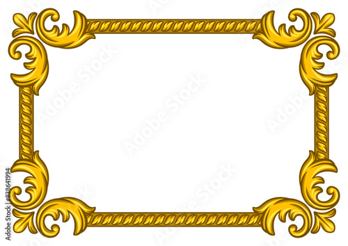 Floral frame in baroque style. Decorative curling plant.