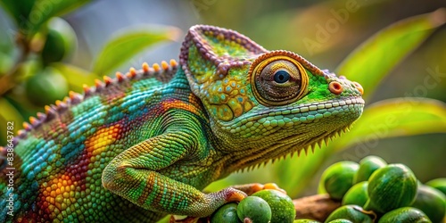 Chameleon blending into its surroundings, showcasing adaptability and camouflage , chameleon, colors, change, adaptability, camouflage, nature, reptile, wildlife, blending, hiding © Sanook