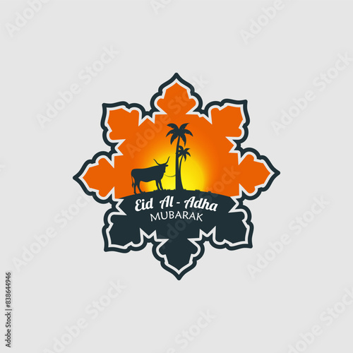 Eid al - adha badge logo vector graphic illustration on background