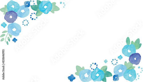 水彩画。水彩タッチの朝顔イラスト。朝顔のベクターイラストセット。手描きの北欧風朝顔イラスト。Watercolor painting. Illustration of morning glory with watercolor touch. Morning glory vector illustration set. Hand drawn Scandinavian style morning glo