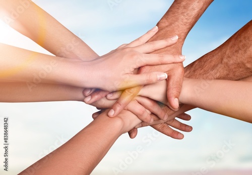 Teamwork Social connection hand together