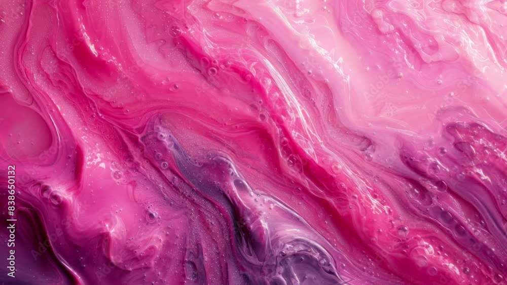 Swirling Pink Fluid Art with Bubbles Swirling Pink Fluid Art with Bubbles