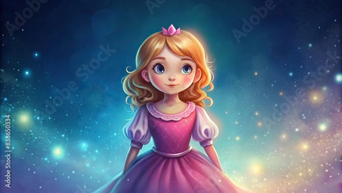 character of a little princess in a pink dress, princess, pink dress, fairy tale, cute, fantasy, royal, crown, gown, elegant, character, digital,magic, enchanting, whimsical, girly