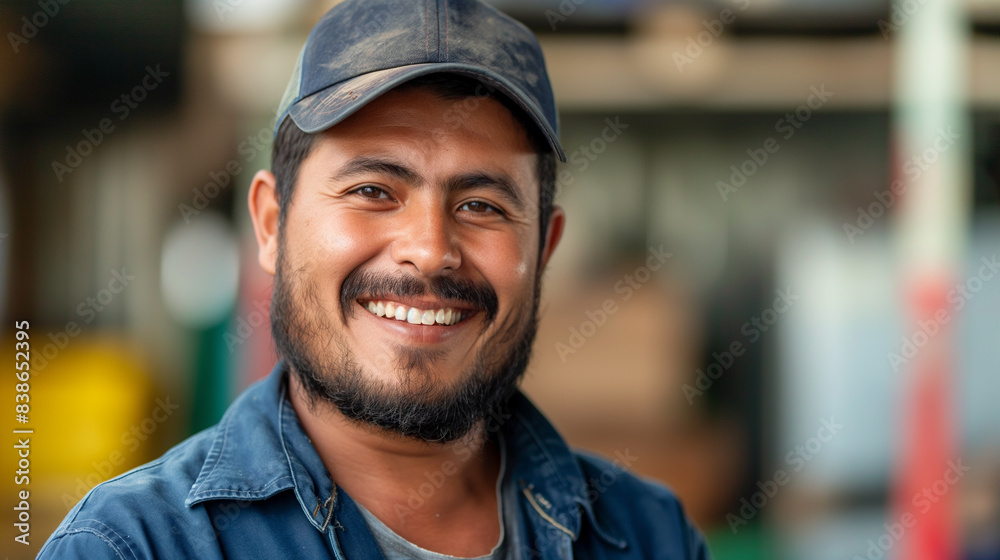 portrait of smiling worker, job satisfaction peace of mind in work portrait of smiling worker, job satisfaction peace of mind in work