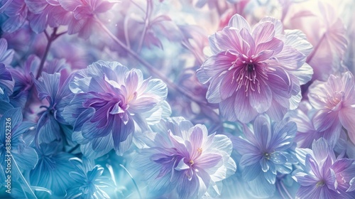 Soft pastel flowers with dreamy lighting