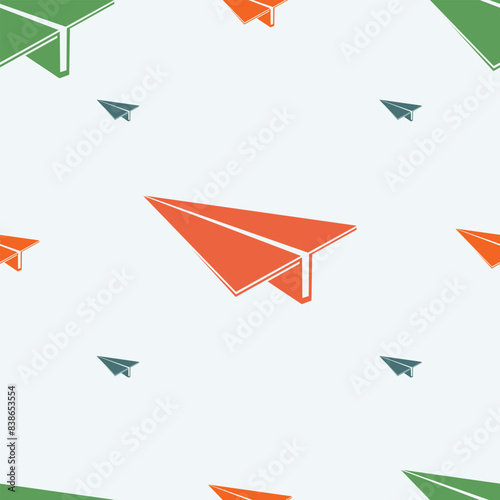 seamless pattern with origami paper airplanes