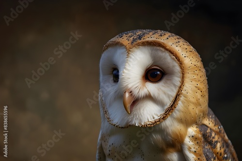 common barn owl ( Tyto albahead ) close up sitting © sophi