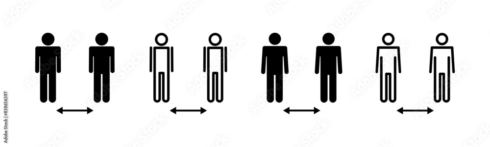 Social distance icon set. social distancing icon. self quarantine sign Social distance icon set. social distancing icon. self quarantine sign