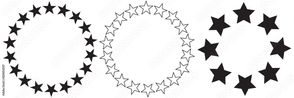  Stars in circle symbol vector sign isolated on white background. Simple logo vector illustration for graphic and web design.