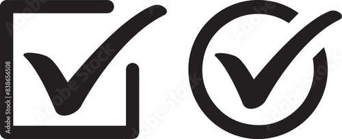 Check box icon with correct, accept checkmark icons tick box checked. Check mark icon symbols vector.