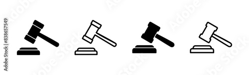Gavel icon set. judge gavel icon vector. law icon vector. auction hammer
