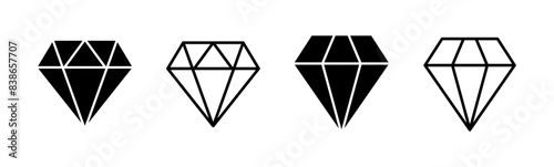 Diamond icon set. diamond gems vector icon.