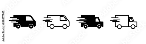 Fast shipping delivery truck icon set. Delivery truck icon. fast delivery icon