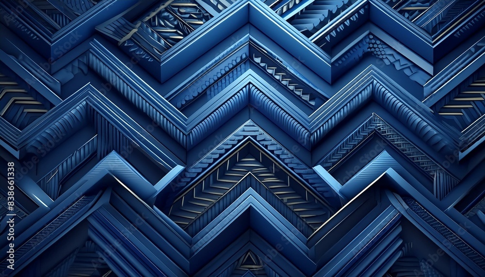 Ethnic Pattern. Indigo Modern Zigzag Ornament Ethnic Pattern. Indigo Modern Zigzag Ornament