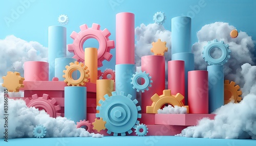 Colorful gears in a whimsical setting photo