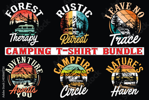 Camping t-shirt design bundle, high quality camping t shirt design for print on demand