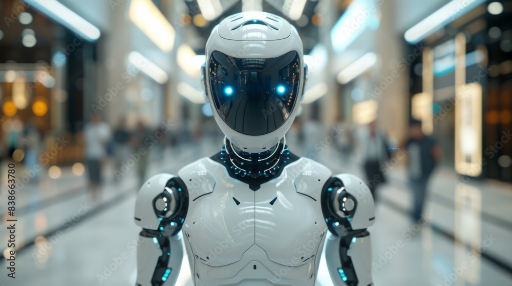 Humanoid Robot with Technology Background Humanoid Robot with Technology Background