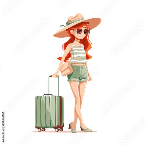woman suitcase while traveling on vacation