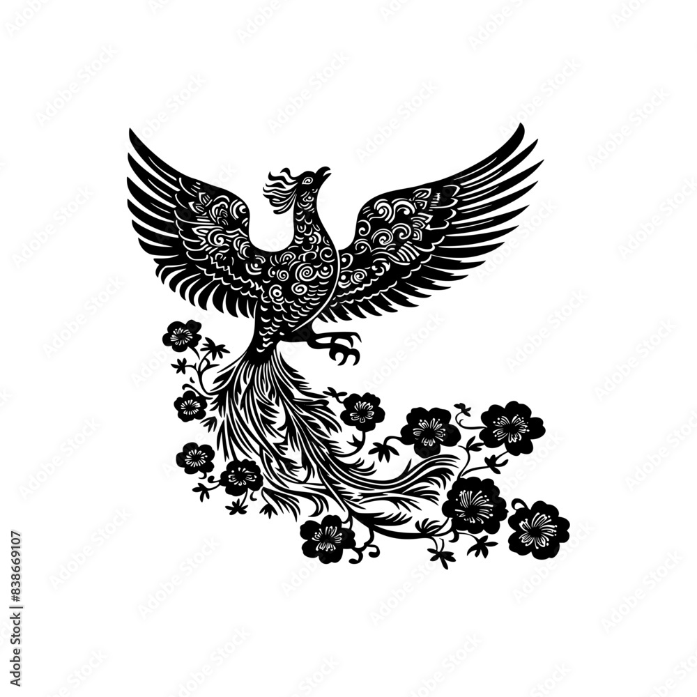 Obraz premium 凤凰剪纸图案