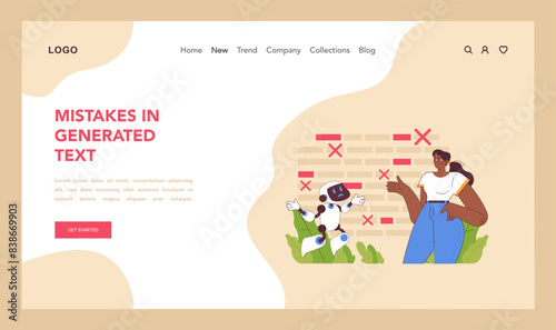 Mistakes in generated text concept. Flat vector illustration