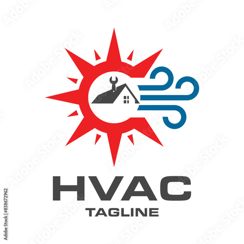 HVAC logo design template, cooling and heating logo illustration.