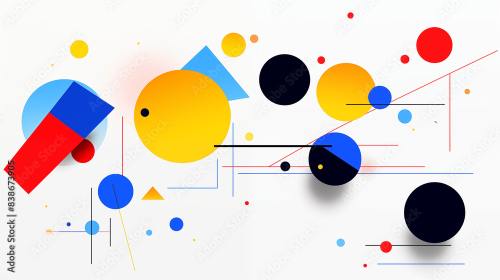 Minimalist Abstract Image Pattern Background, Few Bold Lines and Shapes in Primary Colors, Texture, Wallpaper, Background, Cell Phone Cover and Screen, Smartphone, Computer, Laptop, 16:9 Format - PNG