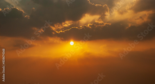Fotografie Golden sky sunrise dramatic beautiful landscape view