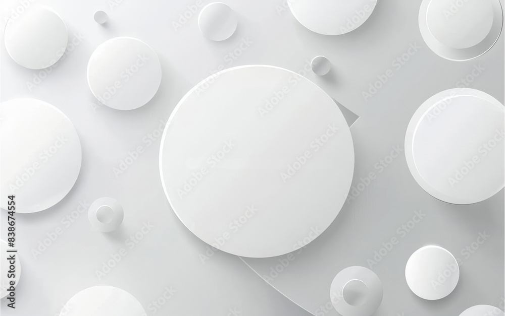 Minimalist white circles on a gray background in a 3D abstract pattern Minimalist white circles on a gray background in a 3D abstract pattern