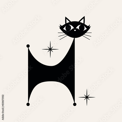 1950s Mid Century Modern Atomic Black Cats and Starbursts