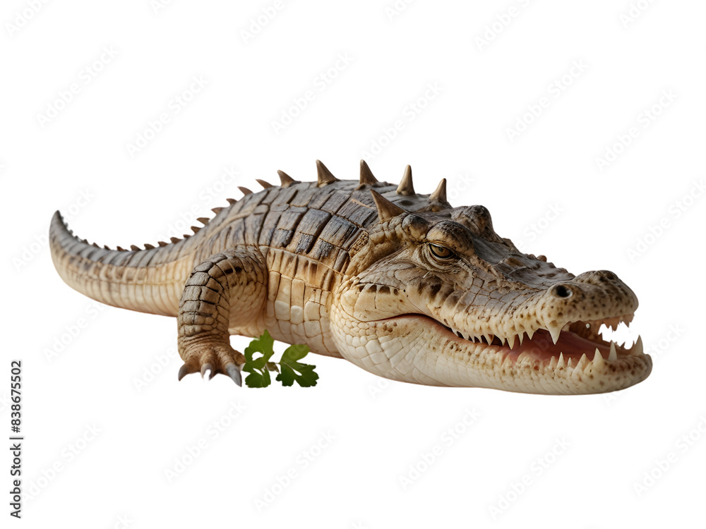 Obraz premium A large wild crocodile with sharp teeth, isolated on a white background