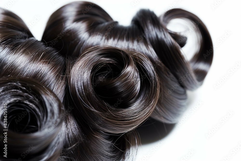 Naklejka premium Close up view on pin curls hairstyle, isolated on white