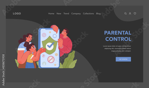 Parental control concept. Flat vector illustration.