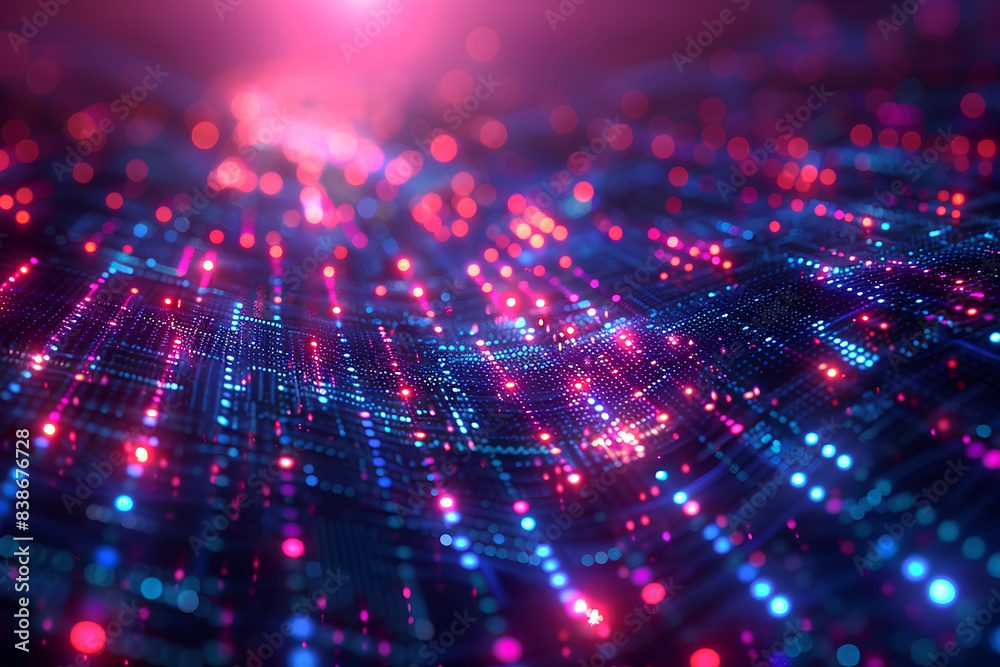 Futuristic Digital Matrix with Neon Coding Lights Futuristic Digital Matrix with Neon Coding Lights